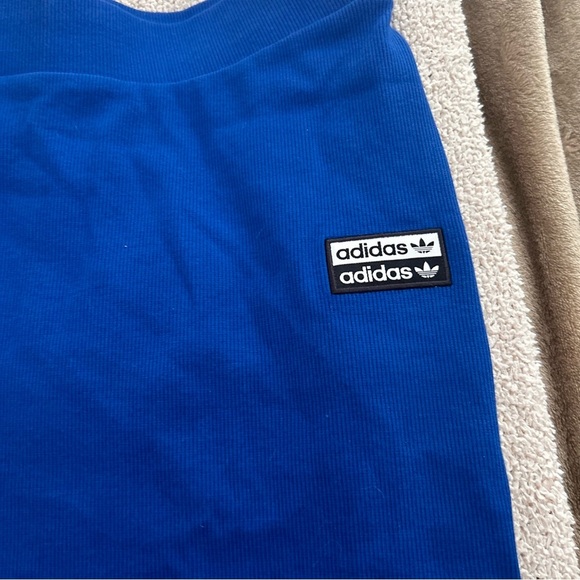 ADIDAS BLUE RIBBED PENCIL 90s inspired streetwear MINI SKIRT - Picture 7 of 8
